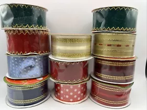 Assorted Ribbon Lot of 11 Rolls: 1.5 in Wide, 3 & 4 Yard Lengths NEW! Jo-Ann VTG - Picture 1 of 24