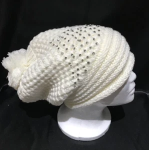 Mujeres Pom Pom Joya Gorro Embellecido Invierno Sombrero Cálido - Imagen 1 de 10