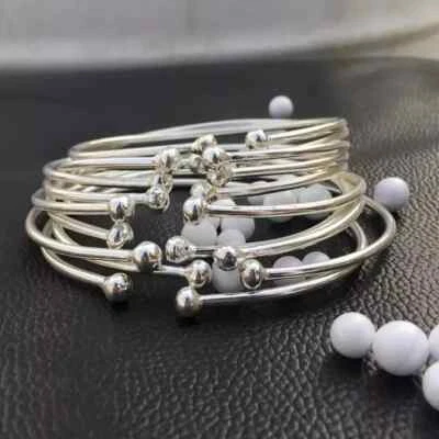 Thick West Indian Set Of 7 Handmade Bangle Solid925 Sterling Silver Bangle - Image 1 of 3