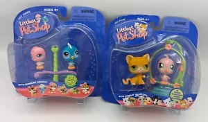 2004 Littlest Pet Shop Pet Pairs 11 Orange Tabby Cat 12 Pink Bird & 205 206 - Picture 1 of 3