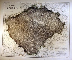"El Reino de BOHEMIA" Gran grabado coloreado frontera 1857 de C.Gräf/A.Mueller - Imagen 1 de 3