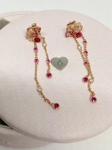 Genuine Pandora China Exclusive Rose Pink Fan Dangle Earrings With Box - Picture 1 of 6