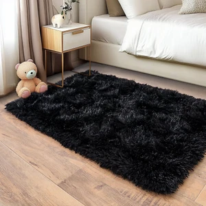 Alfombra pequeña mullida para dormitorio de 2x3 pies, alfombra suave peluda, alfombra de felpa moderna, - Imagen 1 de 12