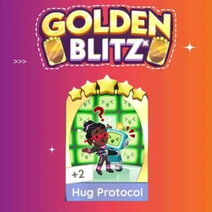 GOLDEN BLITZ|Monopoly go 5 Star sticker GOLD card |SET 18|Hug Protocol - Picture 1 of 1
