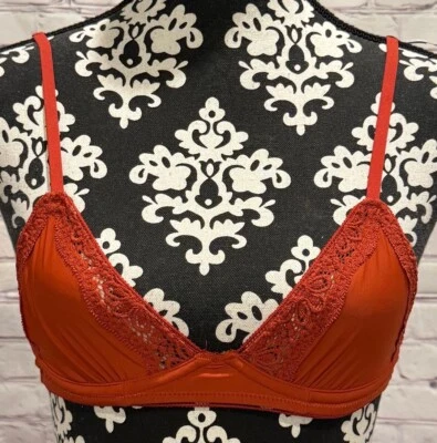 Aerie Women’s Brownish Orange Laced Straps Underwired Unpadded Triangle Bra 34A - Image 1 of 4