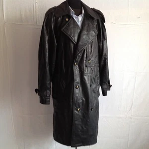3B TRENCH CAPPOTTO UOMO IN PELLE NERA T48 ( MF01/01/02-20P ) - Foto 1 di 12