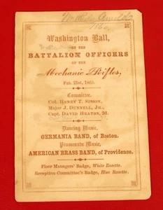 CIVIL WAR WASHINGTON BALL PROGRAM BATTALION OFFICERS OF MECHANIC RIFLES RARE !! - Picture 1 of 2