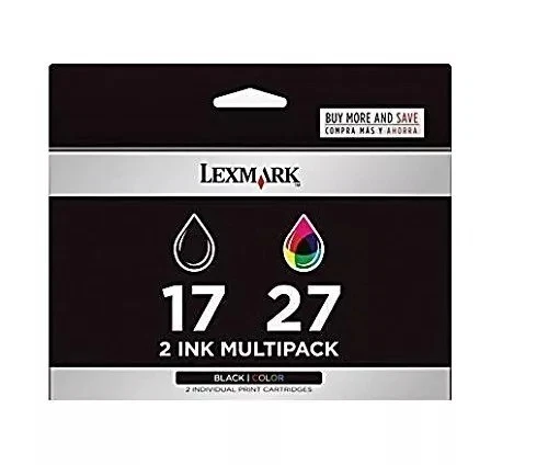 2 NEW Genuine Factory Sealed Lexmark 17 Black 27 Color Inkjet Cartridges - Image 1 of 1