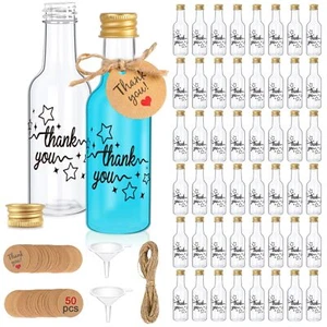 50 Pack 50ml Mini Plastic Liquor Bottles with Twist Caps for Wine Juice - Picture 1 of 7