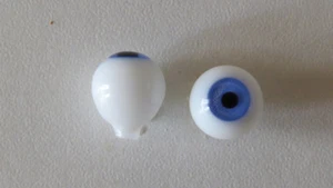 Yeux poupée ancienne bleu azur 10mm (iris 7 mm) azur Blue mouth blown eyes - Picture 1 of 2