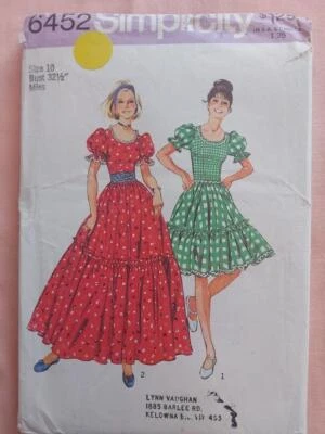 Simplicity 6452 Misses' Vintage Dress in Two Lengths & Cummerbund Pattern Sz 10 - Image 1 of 2