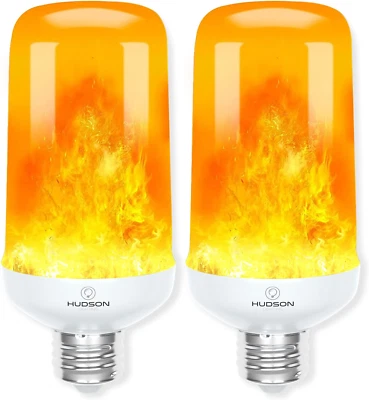 HUDSON BULB CO. Hudson LED Halloween Bulbs - Flame Effect, 4‑Mode Upside down & 3W Flicker - E26