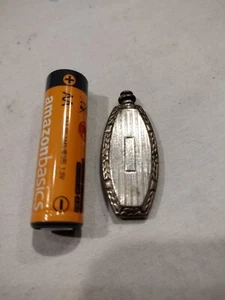 GUILLOCHE PERFUME BOTTLE-Vintage Antique Floral Silver Tone Scent Vial - Picture 1 of 8