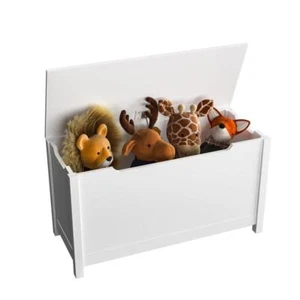 Kids Wooden Toy Box / Bench with Safety Hinged Lid for Ages 3+(White) - Picture 1 of 10