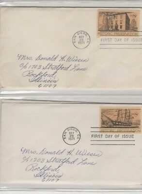 USA 1971 (4) DIFFERENT FDC HISTORIC PRESERVATION ISSUE BUILDINGS SHIP TRAINS - Image 1 of 3