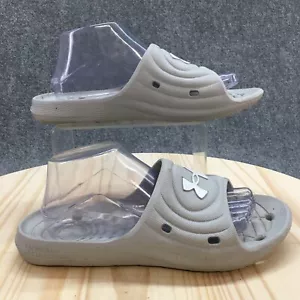 Under Armour Sandals Mens 9 Locker IV Slides Gray Open Toe Slip On Flip Flop - Picture 1 of 16