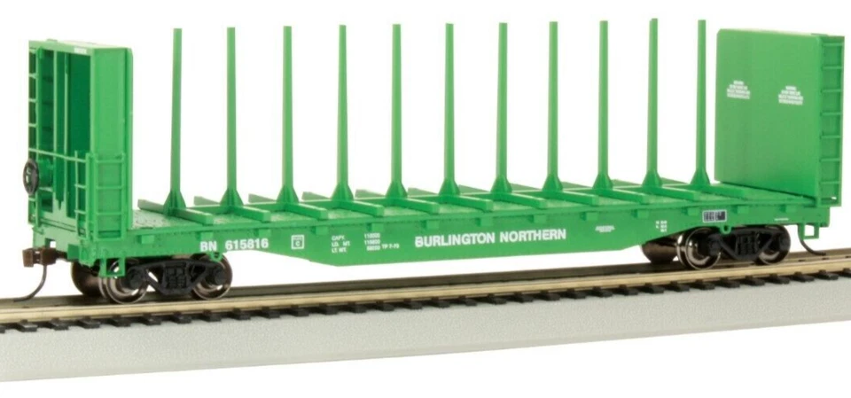 Bachmann HO Scale ~ New ~ 52' Center-Beam Flatcar - Burlington Northern ~ 12903 - Image 1 of 1