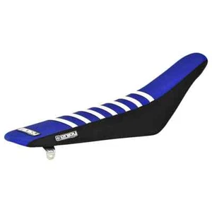 1996-2001 YAMAHA YZ 125 YZ250 Seat Cover BLACK SIDE / BLUE TOP / WHITE RIB / #75 - Picture 1 of 5