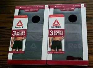 New 2 Boxes 6pr Small Reebok Tech Comfort Performance Boxer Brief Air Flow Pouch