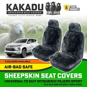 KAKADU Luxury Sheepskin Seat Covers Suits Pajero SPORT GLX GLS 30mm 5Colours 6YR - Picture 1 of 15