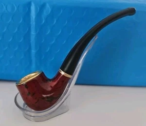 Carina piccola pipa tabacco con supporto acrilico 4,25" metallo timbrato ciotola viaggio facile - Foto 1 di 4