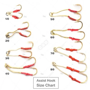 Pesca 20 Gold 4x Ganci di Assistenza #1/0 #2/0 #3/0 #4/0 #5/0 #6/0 #7/0 #8/0 Tandem - Foto 1 di 9
