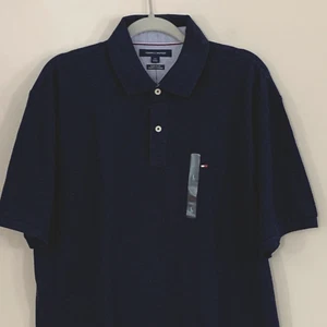 Tommy Hilfiger Pique Large Polo Shirt Mens Cotton Navy Blazer Heather New Z1 - Picture 1 of 9