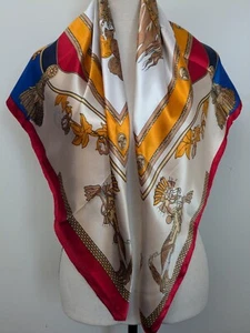 Vintage 1970th Horses Equestrian Silk Square Scarf 35"X35" - Picture 1 of 6