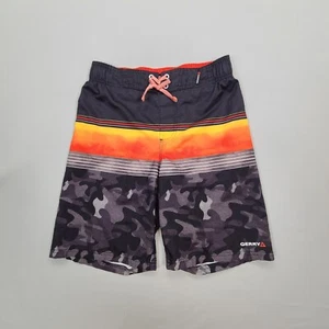 Gerry Swim Trunks Boys Large Black Gray Board Shorts Beach Ocean Pool Youth Kids - Picture 1 of 11