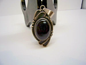 Antique Silver with Onyx Pendant No Chain - Picture 1 of 1