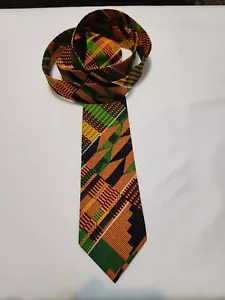 Cravatta da uomo stampa Kente di qualità cravatta collo stampa Kente africana cotone - Foto 1 di 12