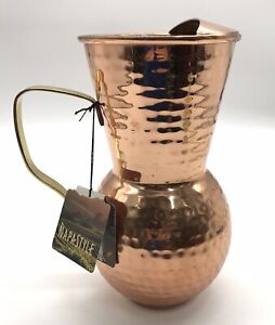 New Napastyle Stainless Steel Pitcher w/ Hammered Copper Plating & Brass Handle