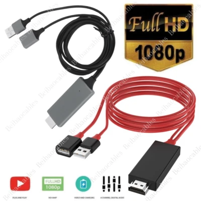 1080P HD HDMI Mirroring Cable Phone to TV HDTV Adapter For iPhone/ iPad/Android - Image 1 of 4