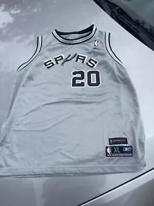 Reebok Manu Ginobili San Antonio Spurs Jersey Retro Silver Alternative Mens S  - Picture 1 of 6