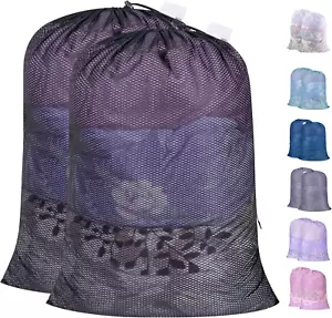 Heavy Duty Large Mesh Laundry Bags with ID Tag and Locking Drawstring Closure - - Picture 1 of 7