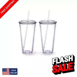 Versatile 32 oz Insulated Clear Tumbler with Straw - Ideal for Hot & Cold Drinks - Picture 1 of 10
