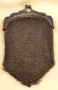 Antique French Silver Chatelaine Mesh Purse Two Compartments - Picture 1 of 7