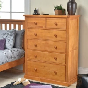 2 over 4 Chest of Drawers Solid Wood Storage Bedroom Furniture - Cheshire Pine - Picture 1 of 8