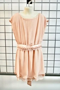 SILVIAN HEACH Peach Color Chiffon Pleated girls Fancy dress Size 8 On Sale df - Picture 1 of 7