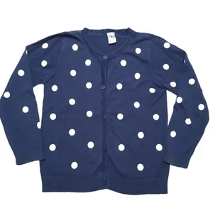 Carters Sweater Girls 7 Blue Button Up Cardigan Polka Dot Long Sleeve - Picture 1 of 11