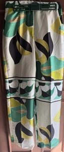 Zara Medium High Rise Wide Leg Abstract Silky Type Pants Career Business 29x32 - Picture 1 of 4