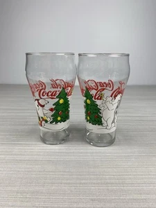 Coca-Cola Vintage 1994 Christmas Tree & Polar Bear Christmas Glasses - Picture 1 of 2