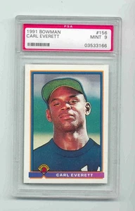 Tarjeta de novato Carl Everett 1991 Bowman RC #156 calificada como nueva PSA 9 - Imagen 1 de 1