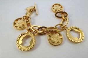 Karl Lagerfeld Haute Couture Runway LARGE Charm Bracelet KL Profile Logo Fan - Picture 1 of 7