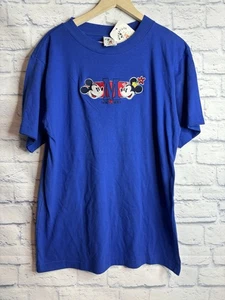 Vintage Mickey Mouse Disney besticktes T-Shirt Erwachsene Größe Large blau neu neu aus altem Lagerbestand - Bild 1 von 8