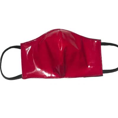 Red PVC Wet Look Face Mask Shiny Latex Cyber Goth Vampire Halloween Costume Goth - Image 1 of 4