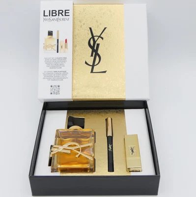 YSL Yves Saint Laurent LIBRE 3 peças conjunto 1,6 oz Eau de Parfum batom e lápis para os olhos - Imagem 1 de 4