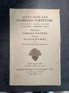 Parke-Bernet Catalog Jan 1948 Queen Anne & Georgian Furniture Mrs AD Schulberg - Bild 1 von 10