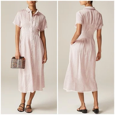 J.Crew $268 NWT Ditzy Floral Wren Lace-Trim Shirtdress In Glossy Twill Sz 0 XS - Image 1 of 4