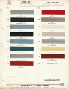 1964 CHEVROLET CORVETTE CORVAIR CHEVELLE CHEVY II PAINT CHIPS (DITZLER) - Bild 1 von 2